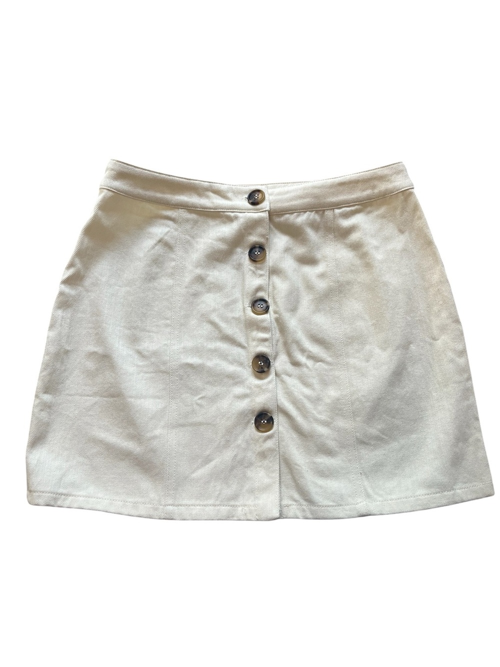 Pink Lily Cream Button Front High Waist Skirt
